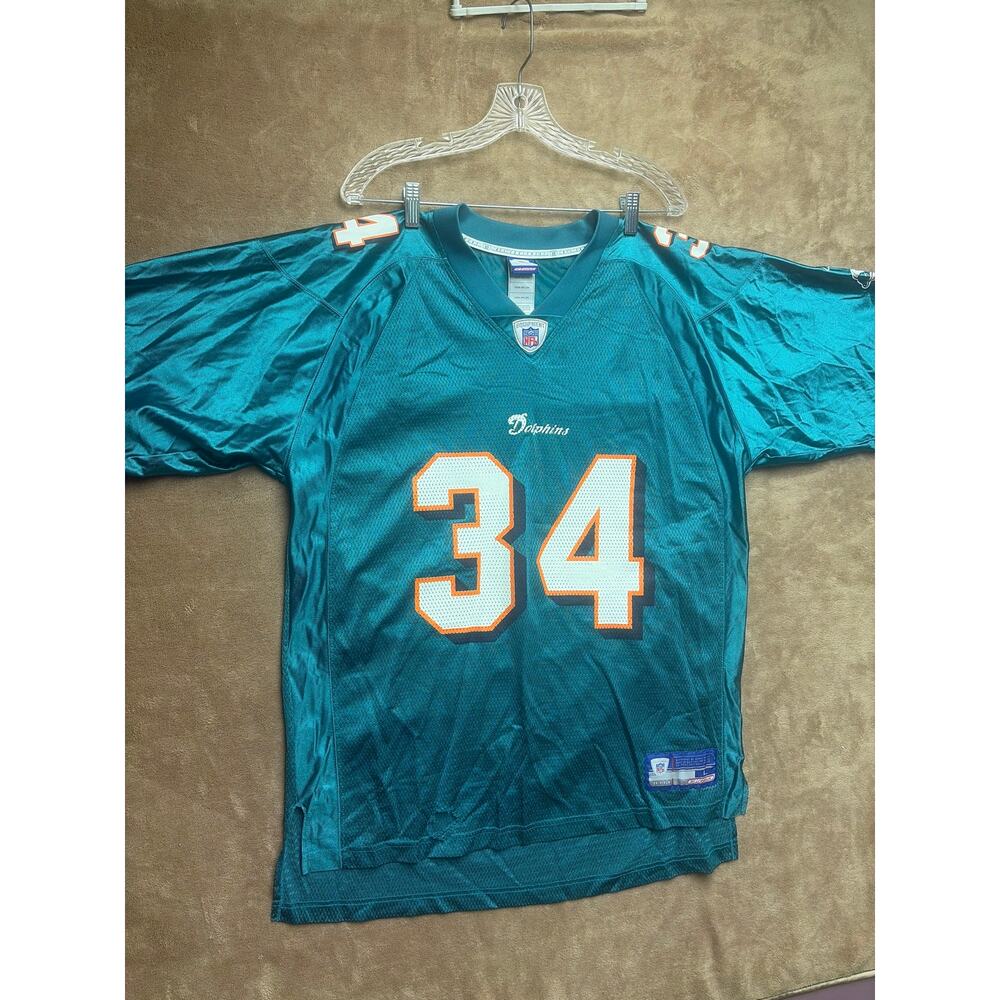 VTG Reebok Miami Dolphins Ricky Williams 34 Aqua Jersey Mens Large L Y2K NFL